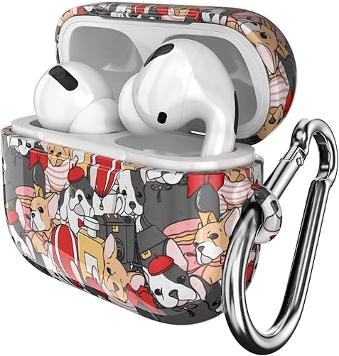 Miniatura 2 de Cavka Funda compatible con Airpods Pro & Pro 2 Airpods 3-2-1 generación, carcasa de plástico francés con estampado de bulldog francés, cubierta de