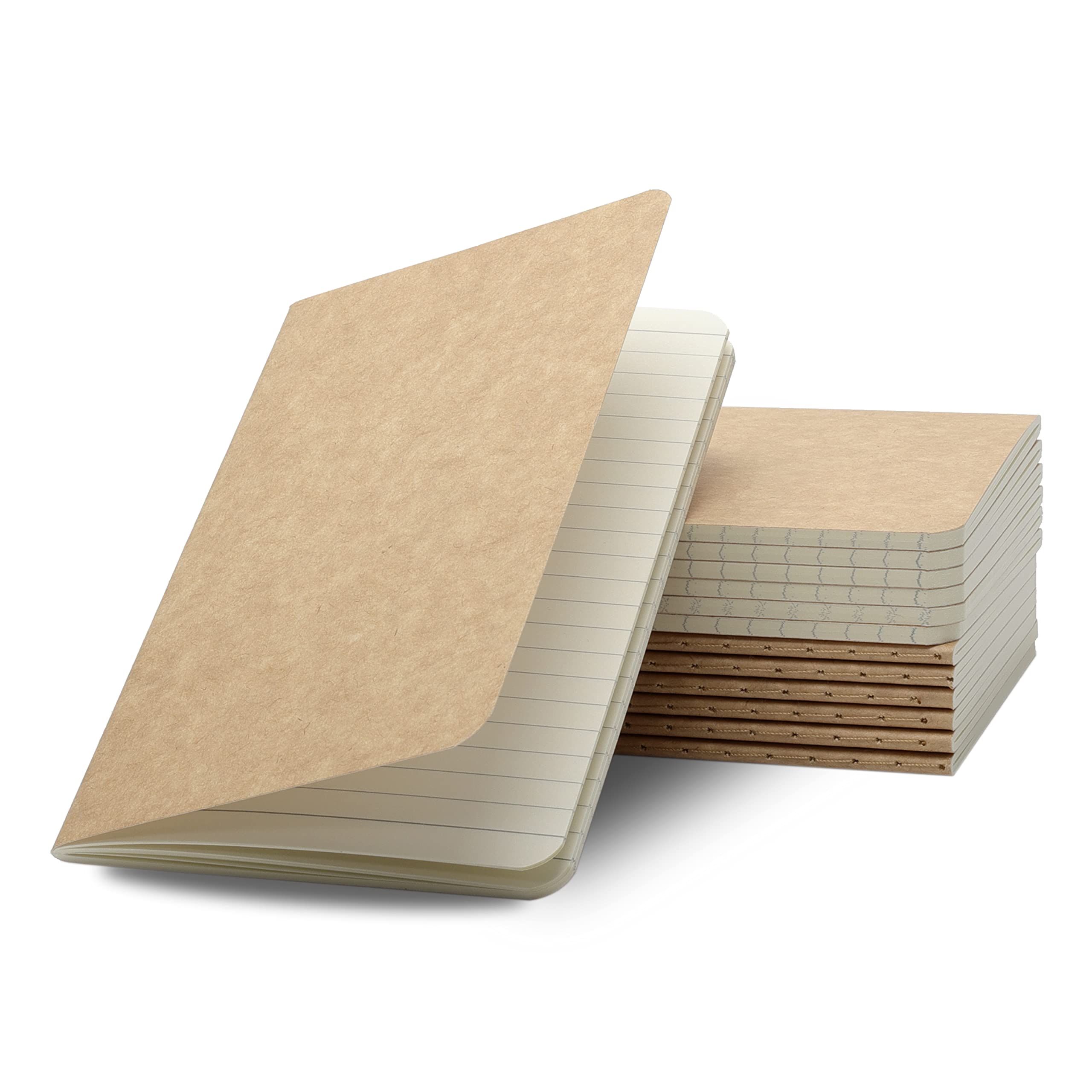 TWONE Pocket Notebook, 12 Pack Softcover Small Notebook for Taking Notes, Ruled Paper, 30 Sheets, 3-1/2” x 5-1/2”, Kraft Brown Cover