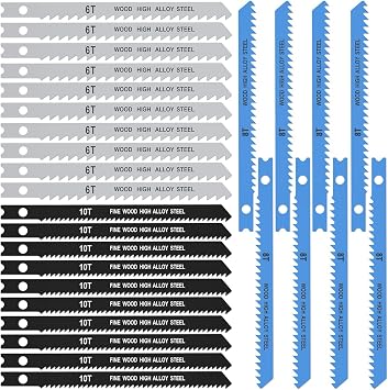 25pcs Jig Saw Blade Set 6T 8T 10T High Carbon Steel Assorted Saw Blades with U-Shank Fast Cut Down Jigsaw Blade Tool for Metal Plastic Cutting US