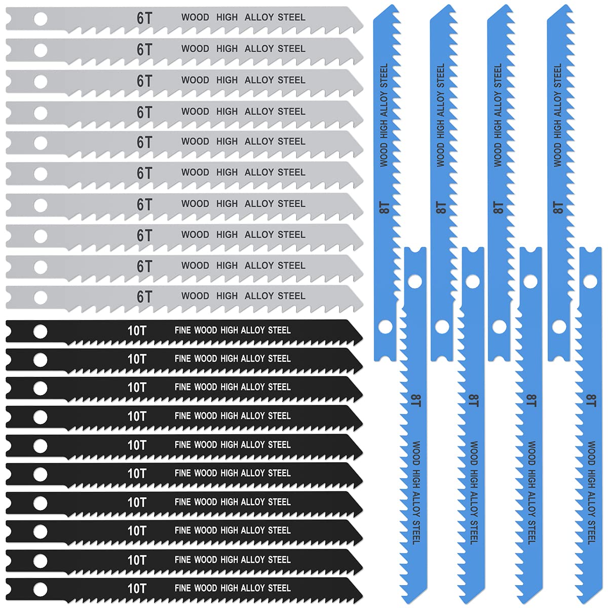 25pcs Jig Saw Blade Set 6T 8T 10T High Carbon Steel Assorted Saw Blades