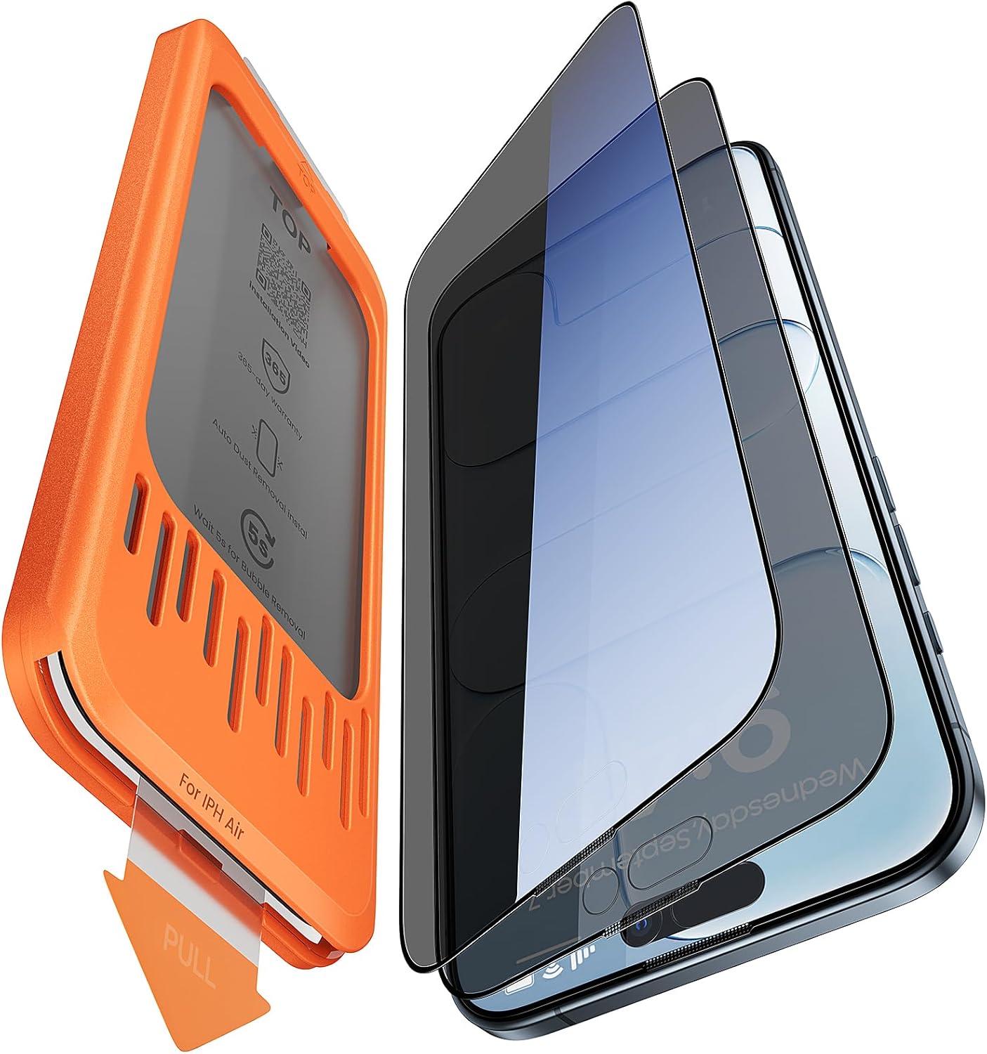 2 Pack Privacy Screen Protector for iPhone Air 6.6", 28° Anti-Spy Tempered Glass with Auto Dust Removal, Easy Installation Kit, Bubble-Free, Case Friendly