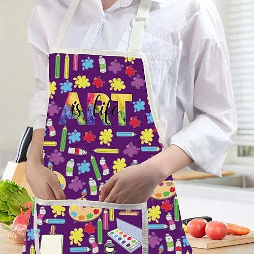 Miniatura 6 de JXGZSO Delantal de artista de pintura con bolsillos Art is Life Delantal de artista pintor regalos para amantes del arte, regalo para profesores de