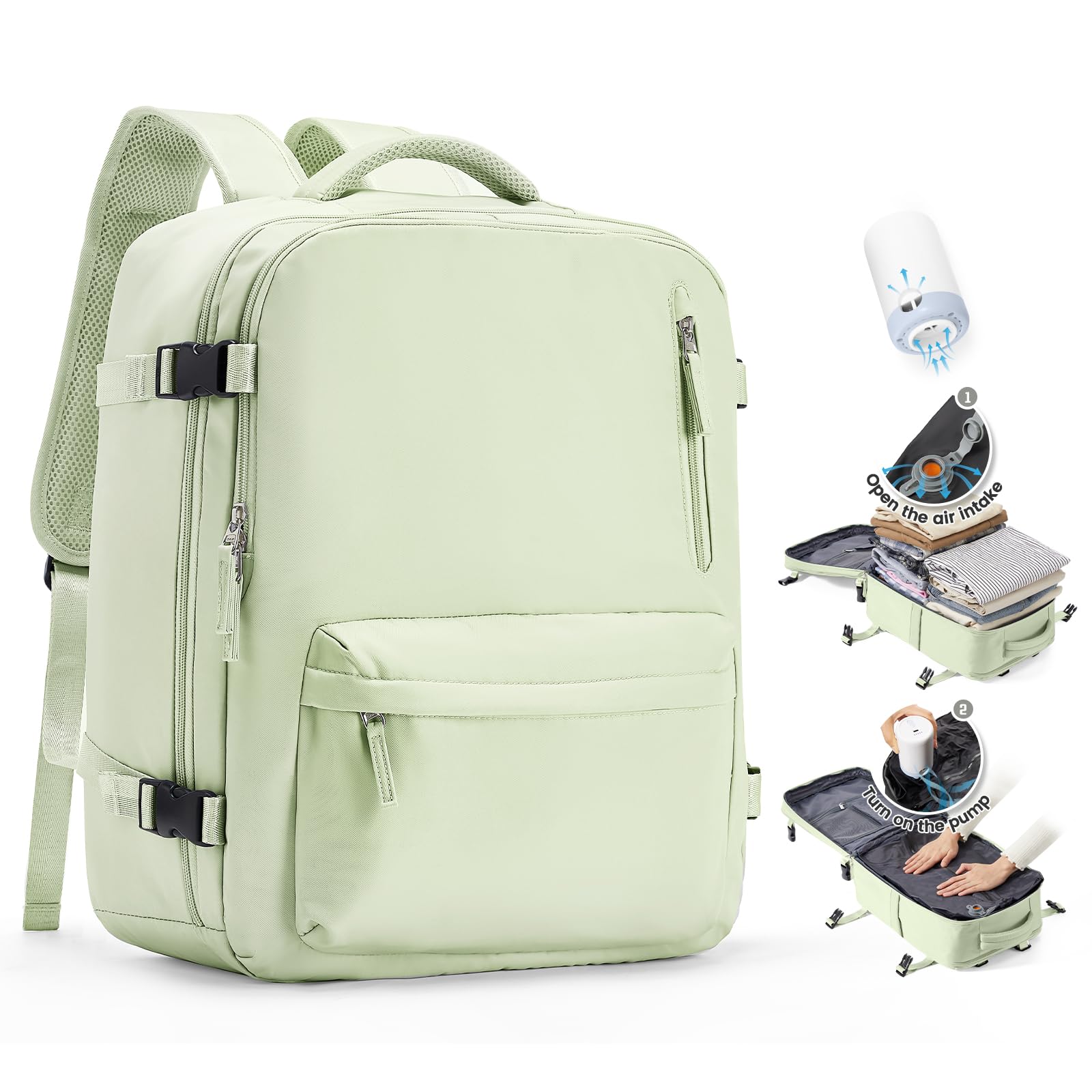 SZLX Zaino A Vuoto Bagaglio A Mano Donna, Zaino Airbag Con Sistema Di Vuoto Per Viaggi, Ryanair Viaggio Ruscksack Dimensione Cabina Con Pompa Impermeabile Uomo Valigia A Vuoto