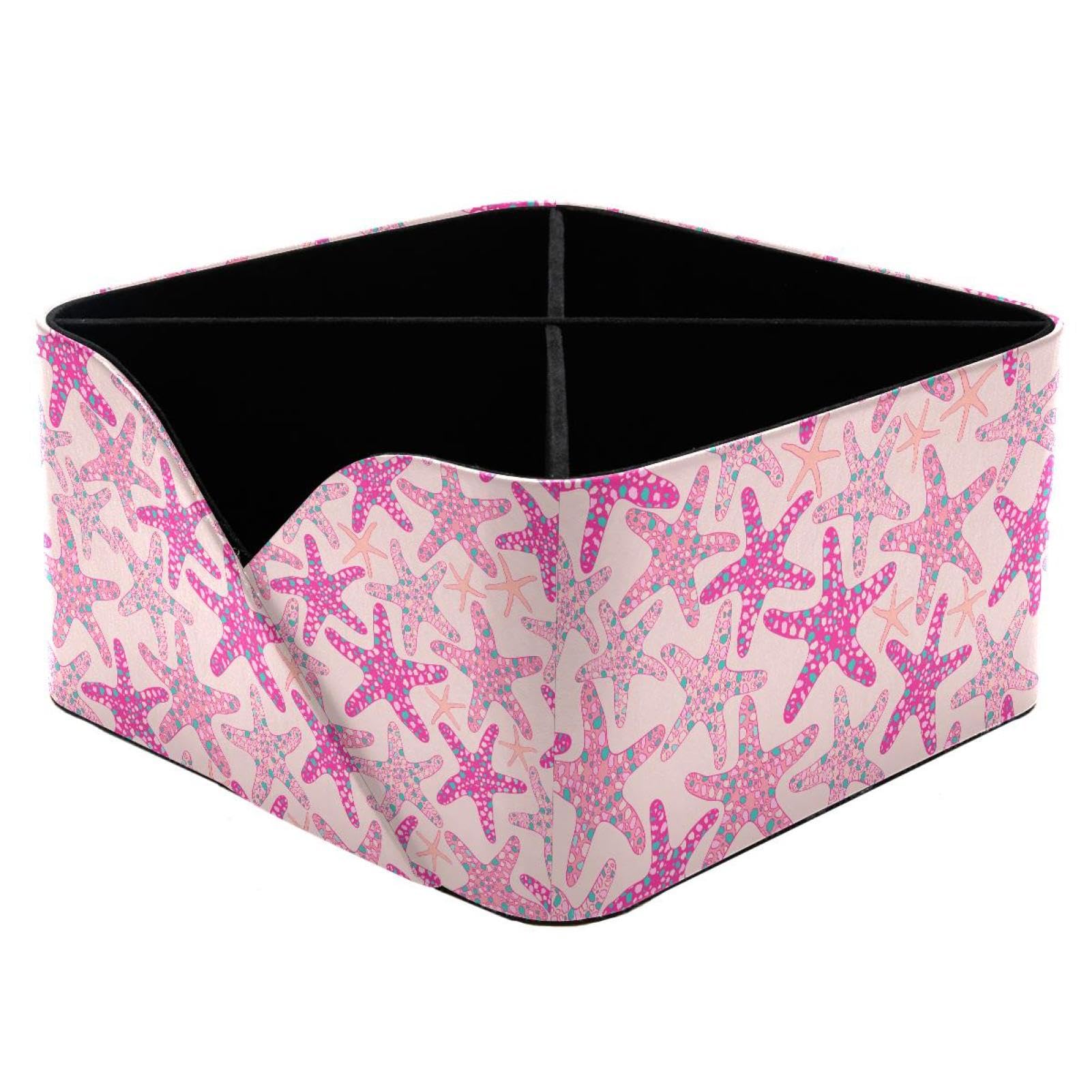 KengjuTesu Beautiful Starfish Pink Underwater Life Pattern Desktop Organizer Pen Holder, Rectangular Pencil Cup for Office, Study and Makeup Stations