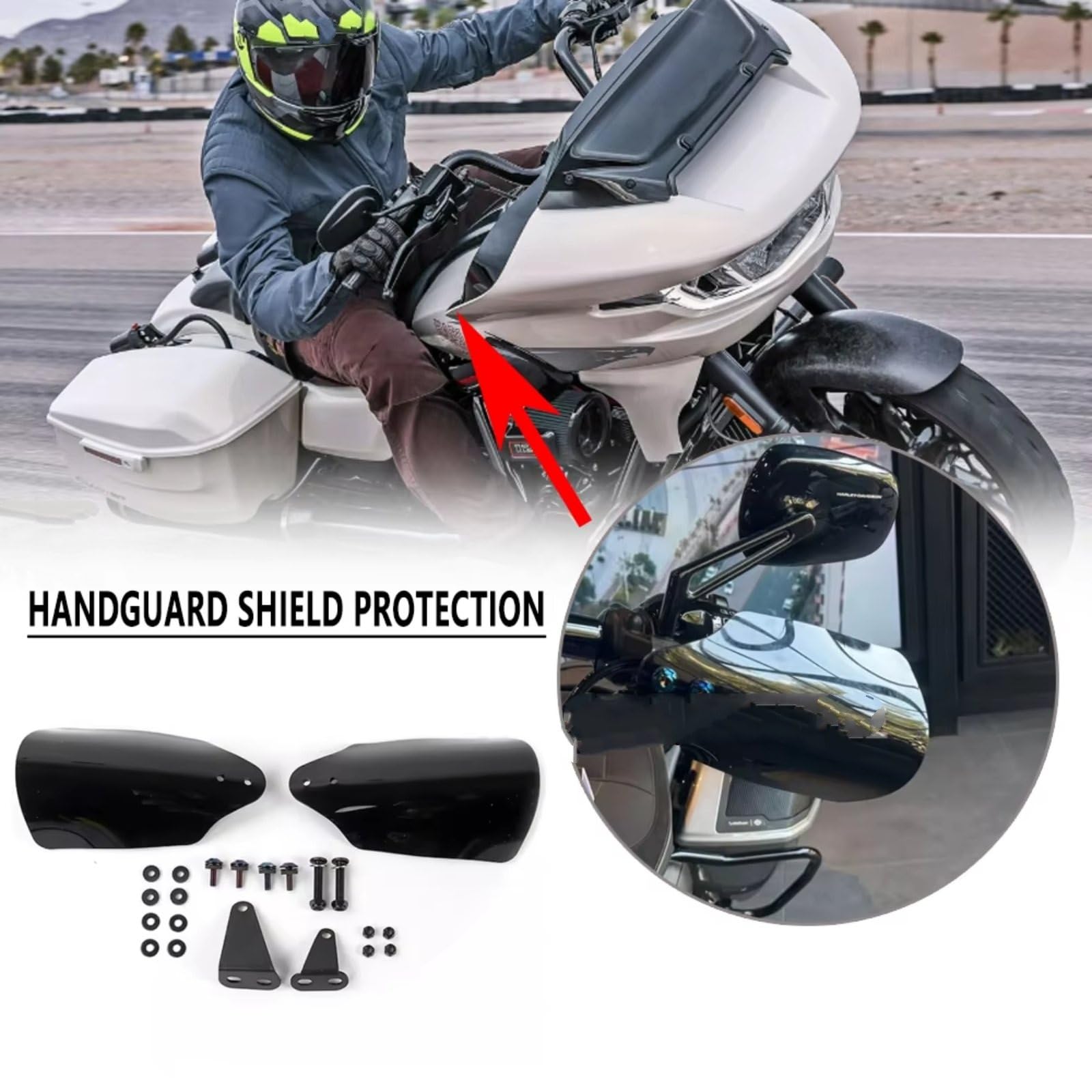 Protectores Mano Moto para Turismo para Carretera para Deslizamiento | Para FLTRX 2024 2025 Cubierta Protectora Guardamanos De Motocicleta(Negro)