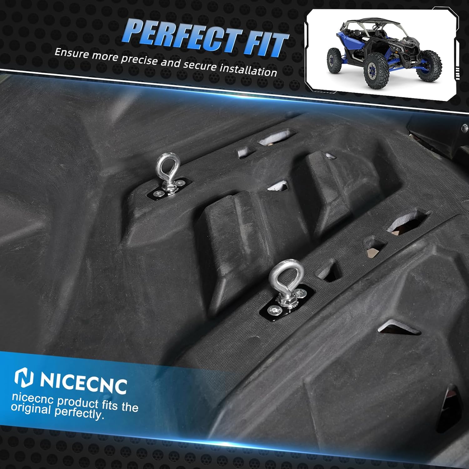 NICECNC 2PCS Lock Tie Down Anchors Aluminum Compatible with Can Am X3 2017-2020, X3 R 2018-2019, X3 RR XDS 2021, X3 900 DPS HO 2018, Match Part# 715006590, See Fitments