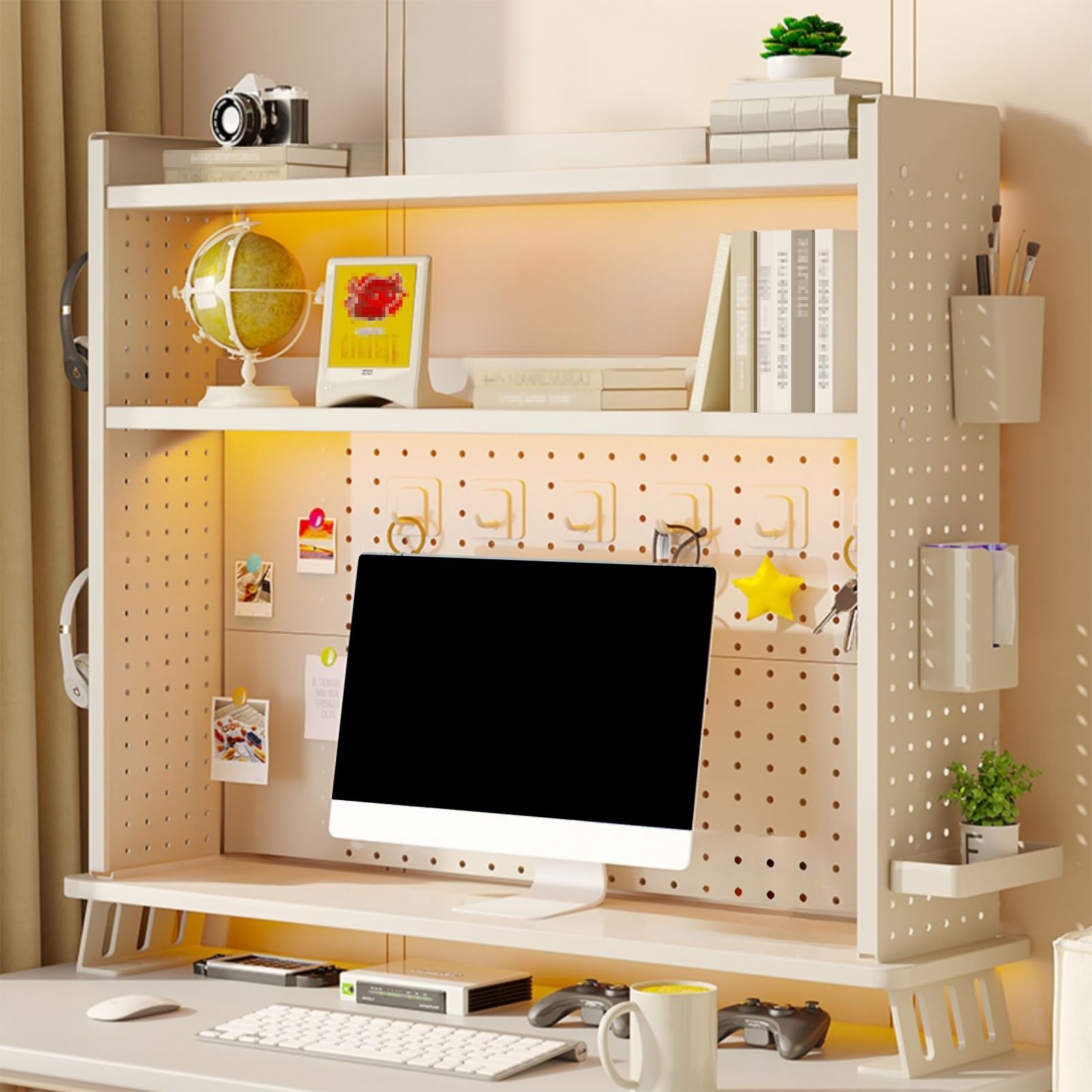 Libreria Da Scrivania Regolabile, Scaffale Per Computer A 3 Livelli Con Ripiano Rialzato, Scaffale Organizer Da Scrivania, Con Set Di Accessori Fai Da Te, Scaffale Espositivo In Acciaio, Per Ufficio,