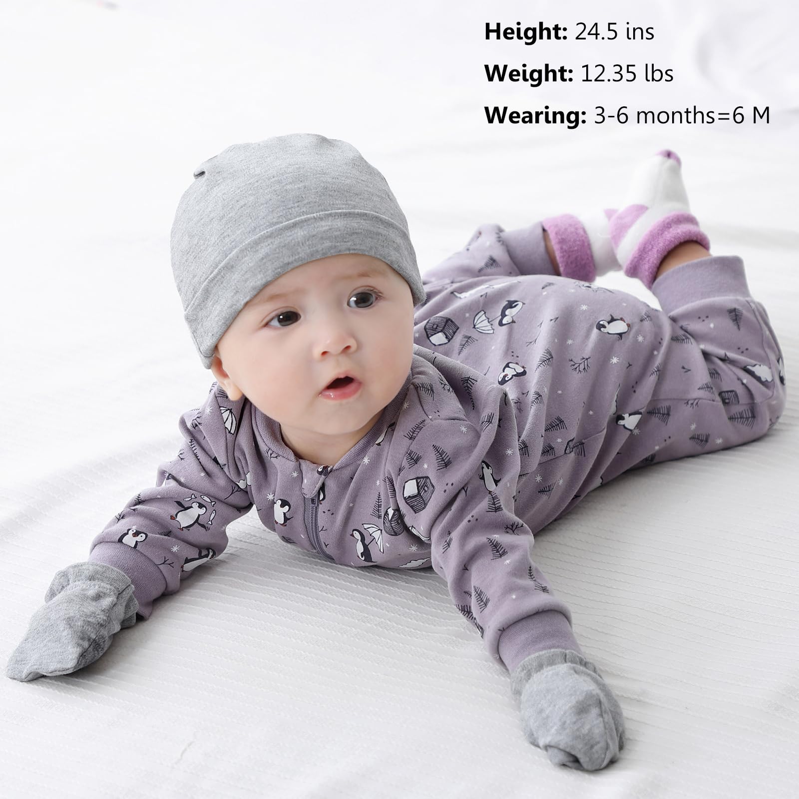 MAMIMAKA Pijama unisex para bebé recién nacido, con cremallera de 2 vías, pijama de algodón con pies, para dormir y jugar, paquete de 4, 0-18 meses