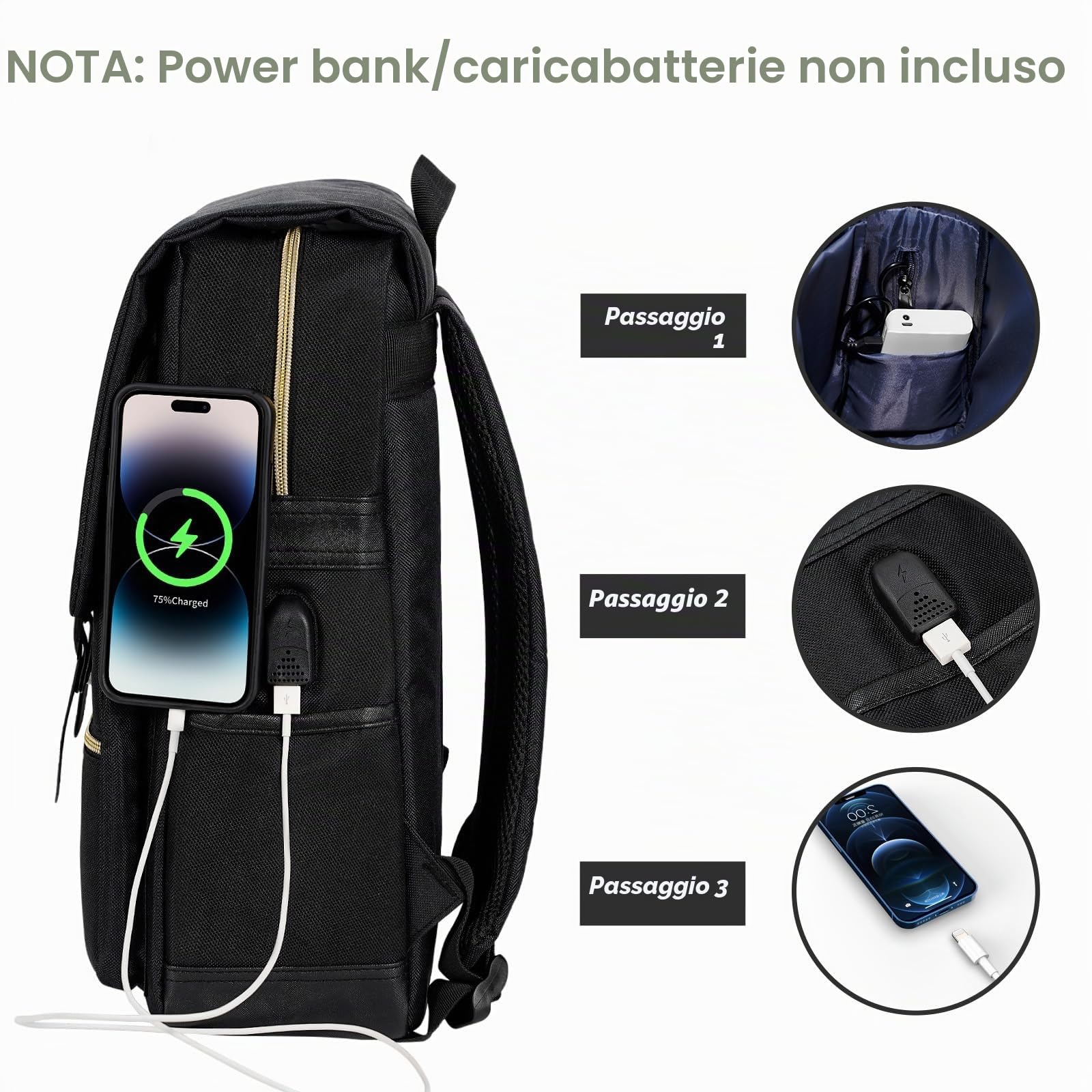 Ronyes Zaino universitario unisex per computer portatile fino a 15,6 pollici, zaino casual impermeabile per la scuola