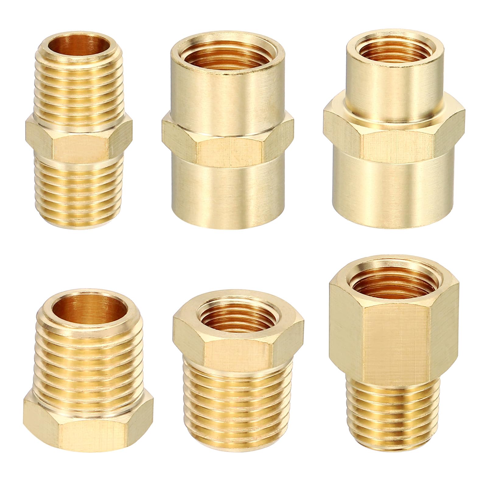 PATIKIL Kit Di Raccordi Per Tubi In Ottone, 66Pcs Raccordi Riduttori Esagonali In Ottone, Accoppiatore Per Tubi NPT, Raccordo Per Tubi A Spina, Adattatore Esagonale, Connettore Con.