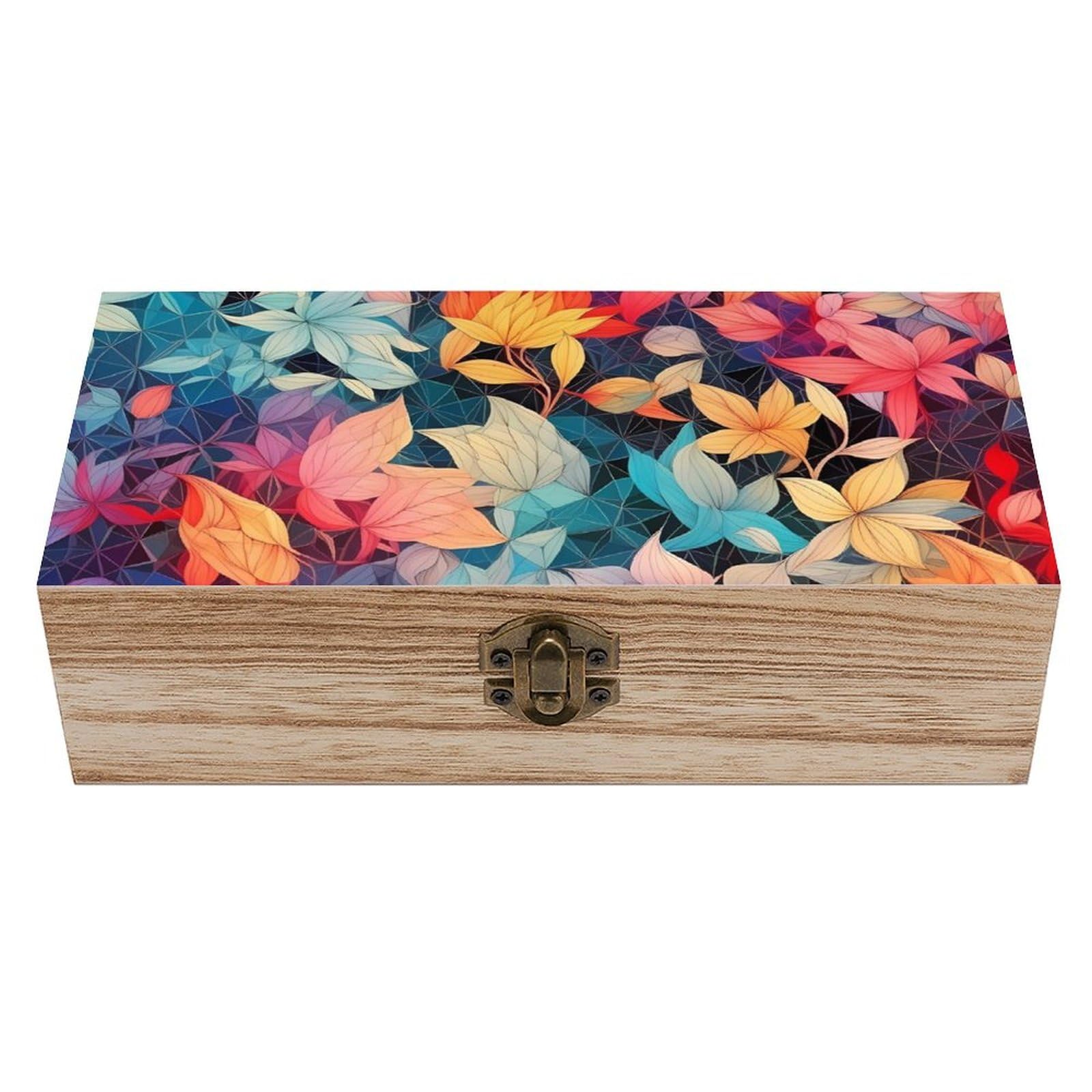 NTVOWPZO Wooden Storage Box Colorful Printing Wood Gift Box with Hinged Lid Vintage Decorative Boxes Jewelry Memory Box for Jewelry Art Hobbies Home Storage Treasure Keepsake Gift