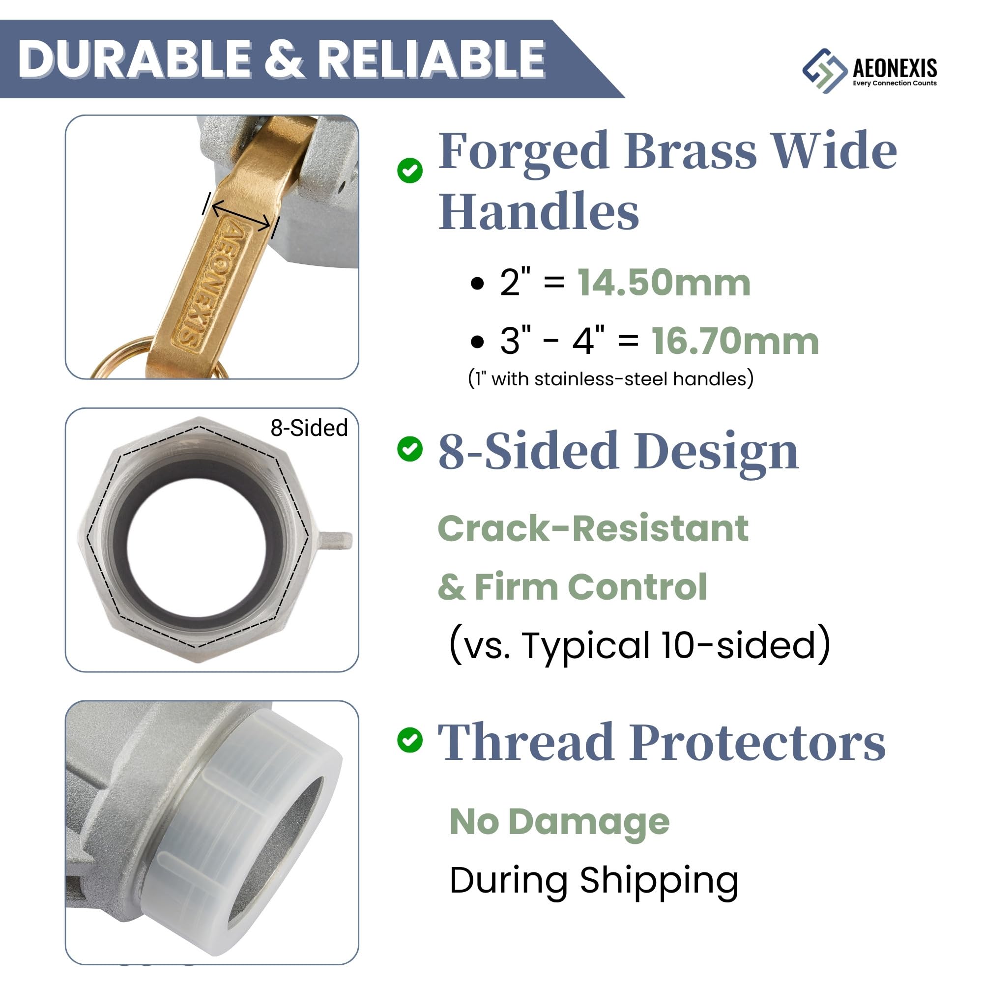 2 piezas A380 de aluminio permanente tipo D Camlock, acoplador de 1 pulgada x 1 pulgada hembra NPT, manguera de leva resistente y ranura para sistemas de flujo
