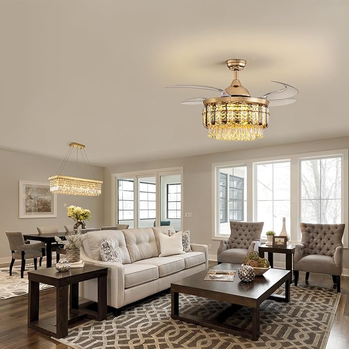 Ventilador de Techo 48 Pulgadas con Luz, Control Remoto, 6 V miniatura 2