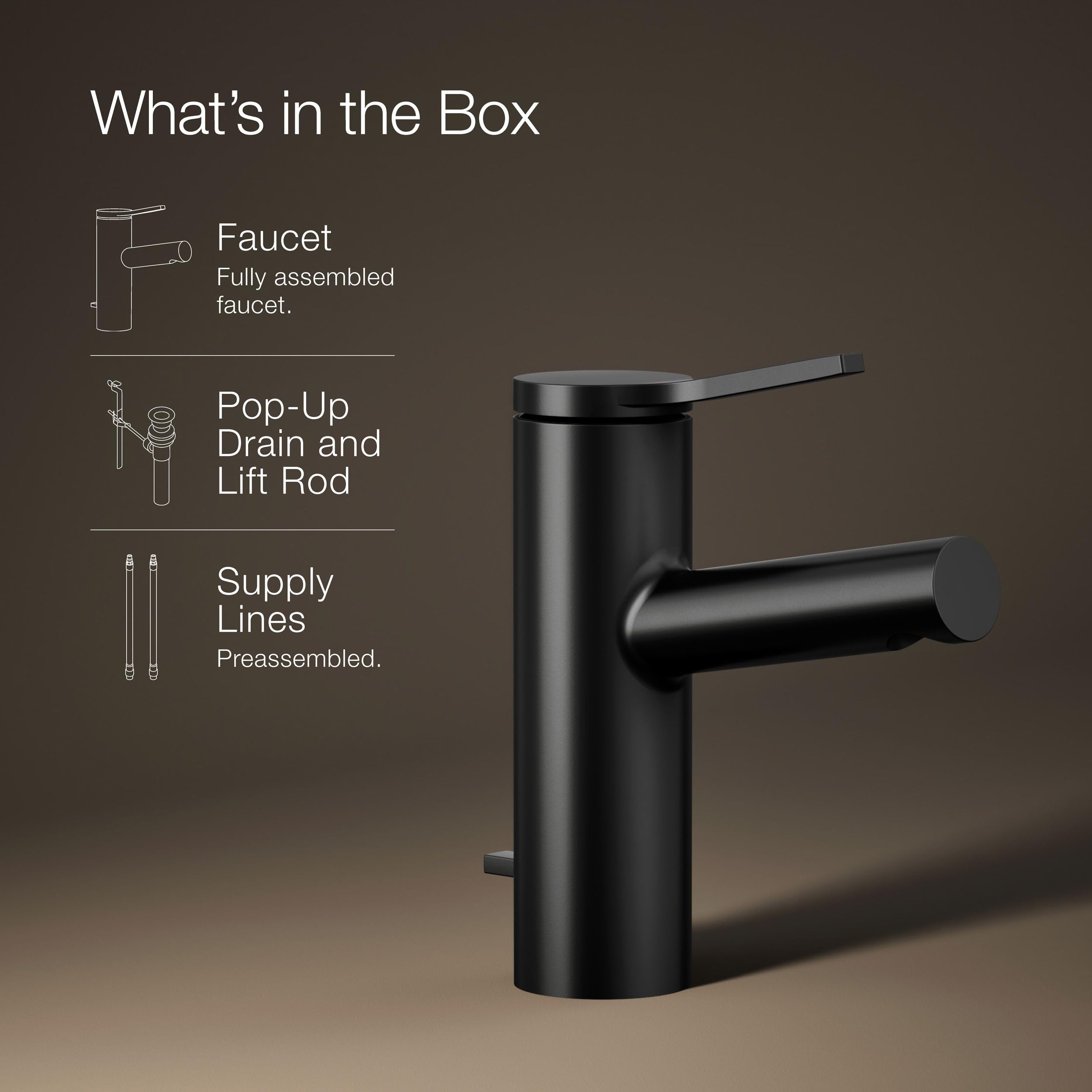 Kohler K-99491-4-BL Elate - Grifos para lavabo de baño, negro mate