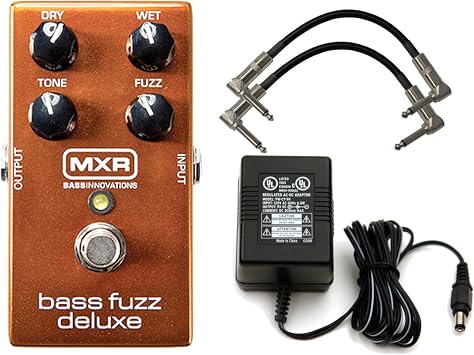 MXR M84 Bass Fuzz Deluxe Bass Stomp Box w/ 9V Power Supply and Patch Cables