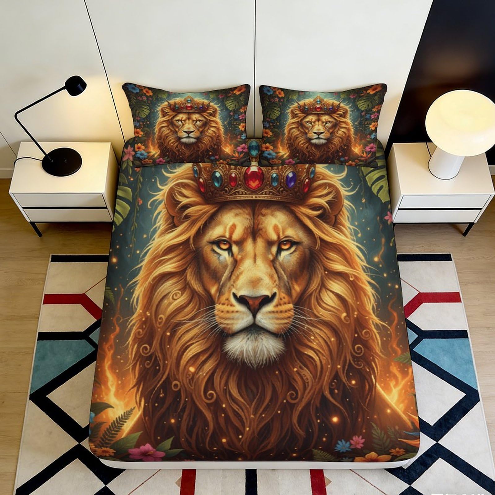 Jqzkxnhpbr Style-10 3D Printed Lion King Fitted Sheet Microfiber Soft Bed Cover For Bedroom Dorm Room Mattress Protection Decor 90X200x25cm