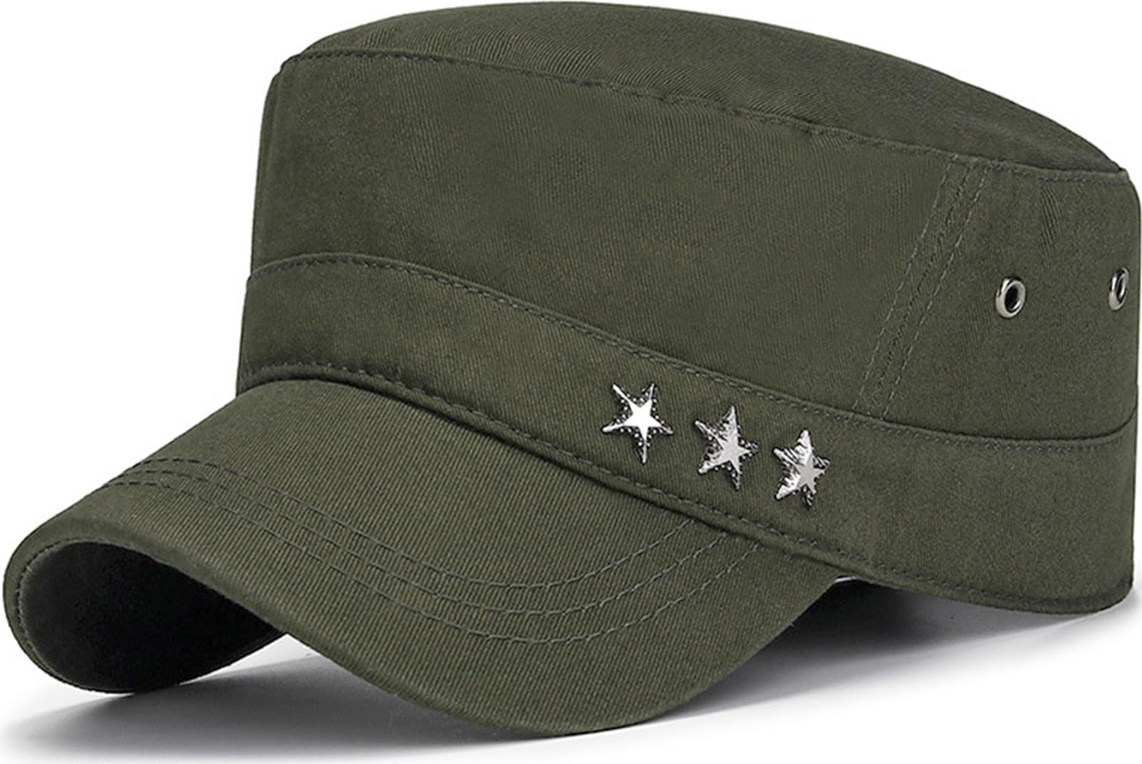 Cadet Army Cap Military Style Vintage Flat Top Hat for Men