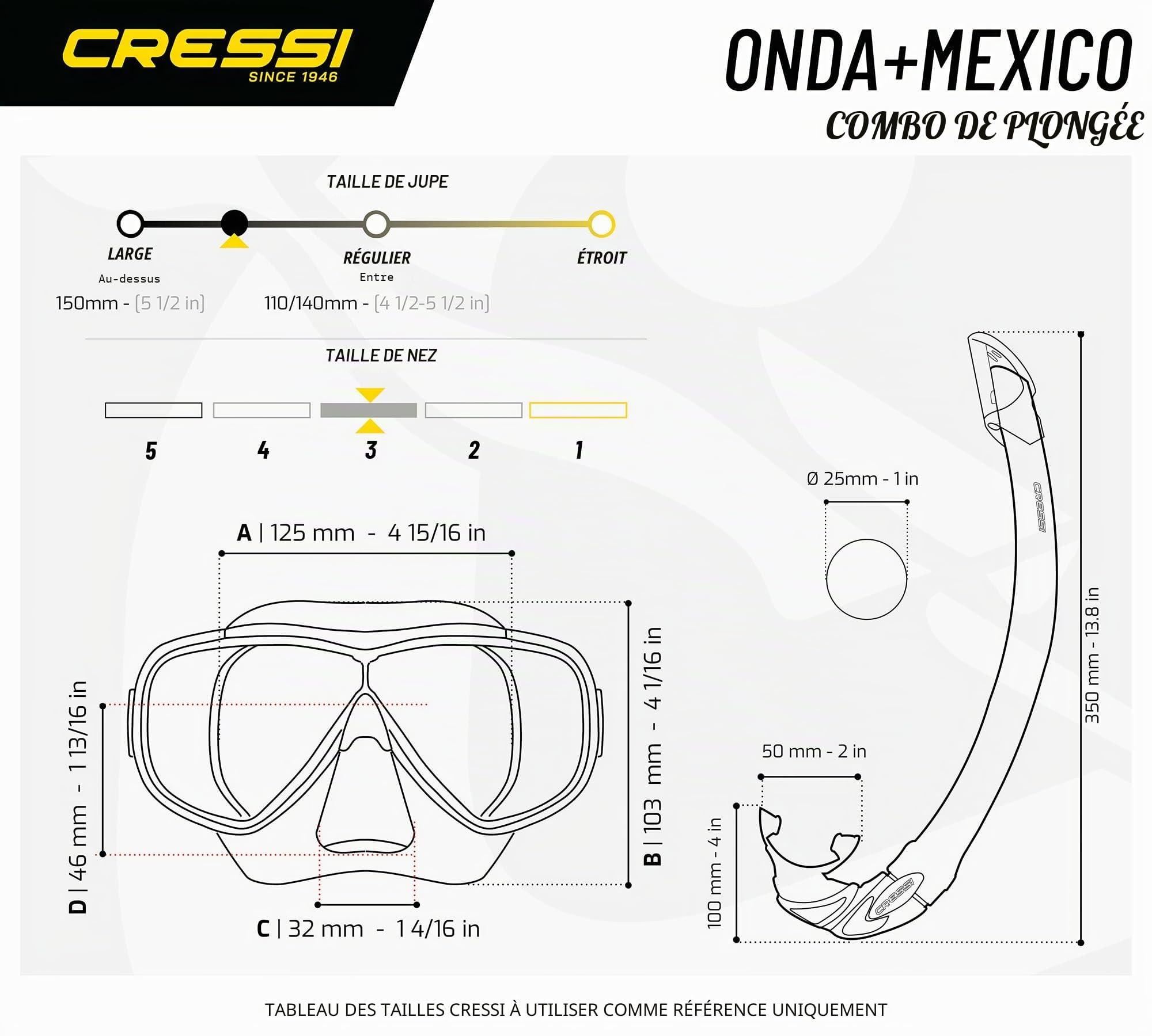 Cressi Sub S.p.A. Onda Mare Masque et Tuba Mexico plongée