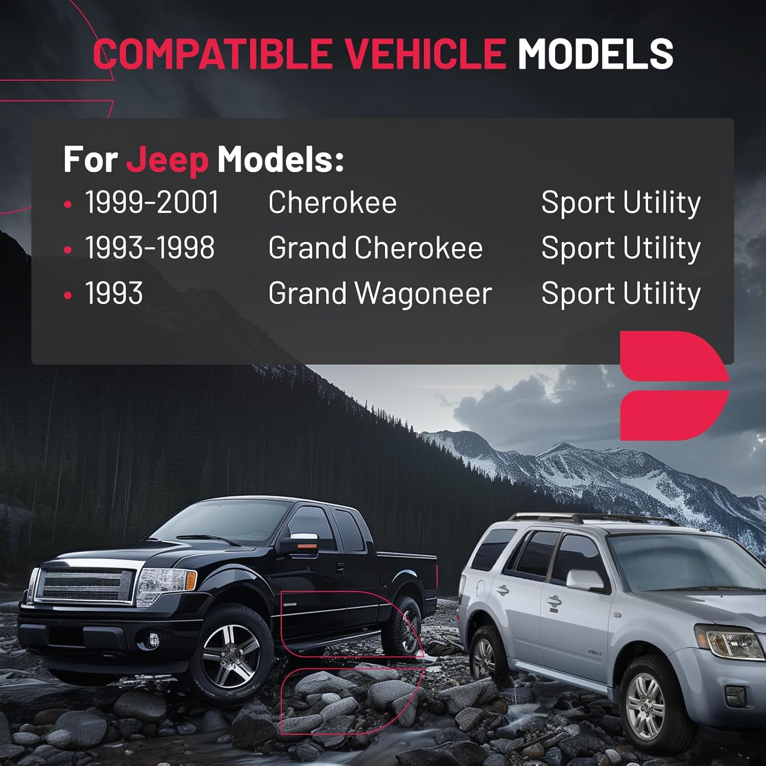 syeral power door lock actuator front left driver side for jeep cherokee 1999-2001 grand cherokee 1993-1998 grand wagoneer 1993 replaces dla1330 dla607 4773635 4798915ab 4798915ac 55033439 931-664