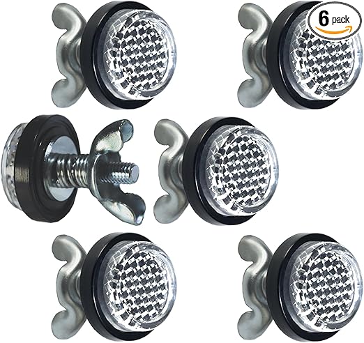 White Reflector Motorcycle License Plate Bolts and Nuts