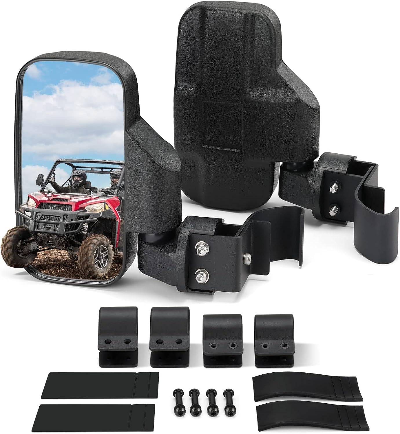 KEMIMOTO Mirrors UTV Side Mirror Compatible with Polaris Ranger XP 1000 General RZR Defender Maverick Trail UFORCE Pioneer SXS mirror for 1.75"-2.0" Round Roll Cage & profit roll bar