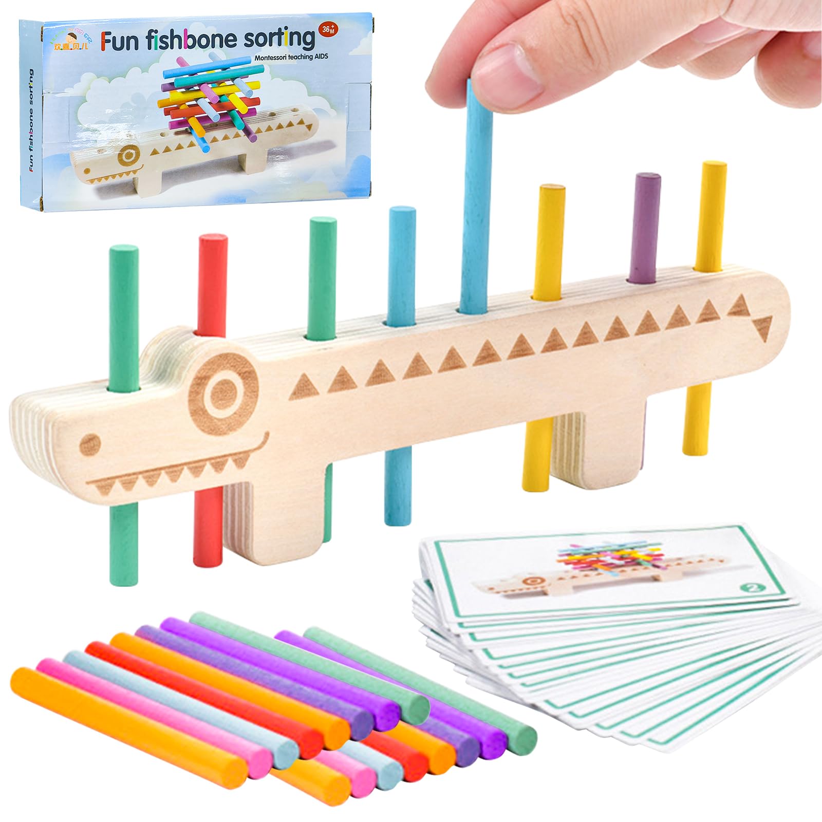 Montessori Spielzeug Ab 1 Jahr – Holz-Sortierspiel Mit Bunten Stäben Für Feinmotorik & Farbenlernen