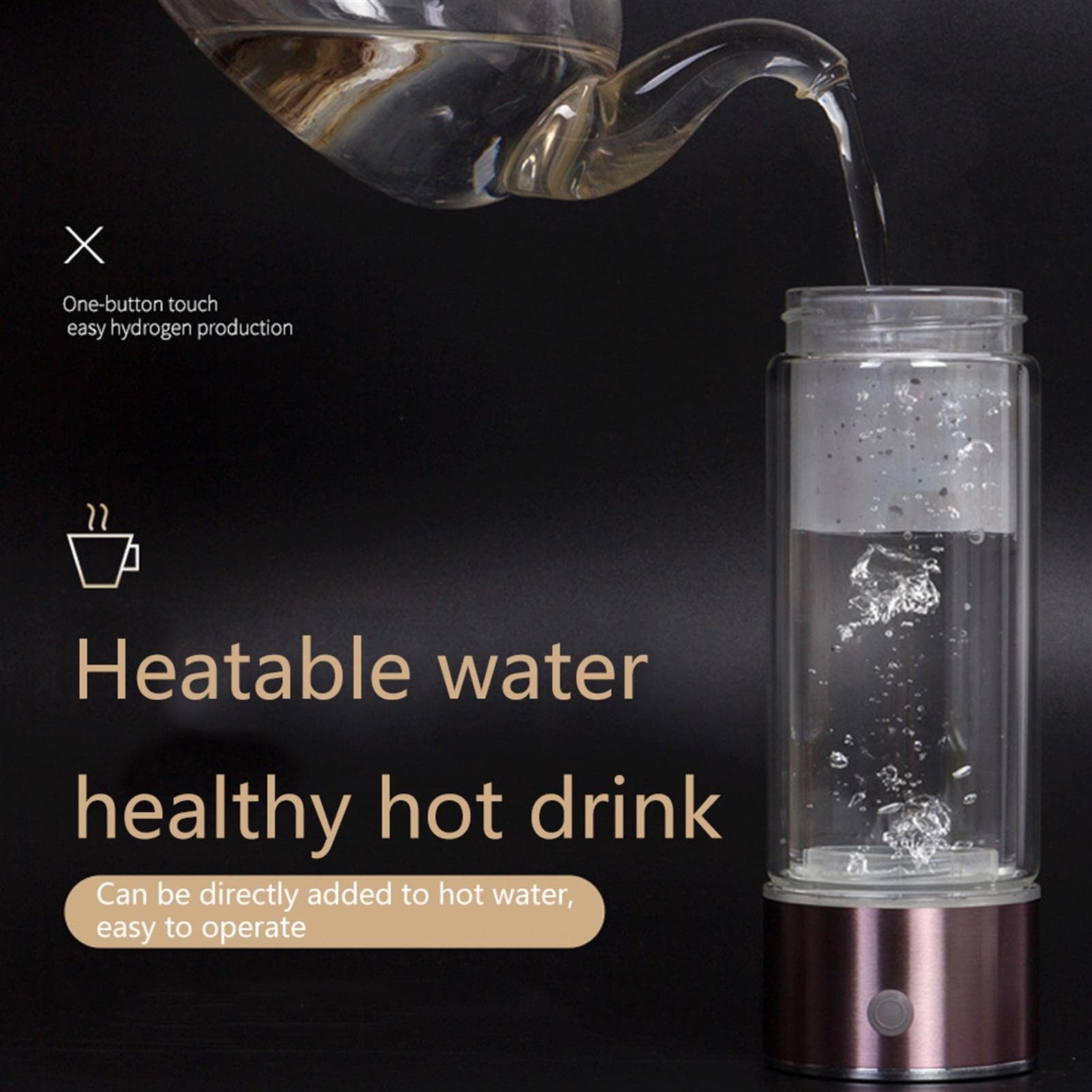 PAHION Generador Ionizador De Agua Hidrogenada Botella De Agua Hidrogenada Portátil Electrolisis Rápida En 3 Minutos Obtiene 1300-1600PPB Alta Concentración Sin BPA Botella Deportiva Saludable 430ML