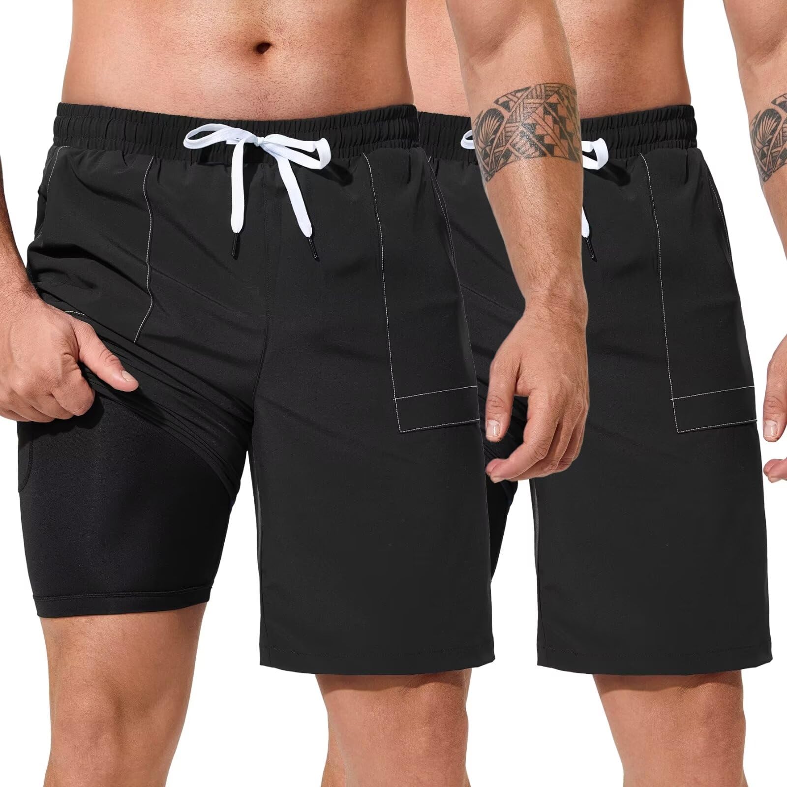 NATHGAM Men's Running Athletic Shorts Casual Moisture Wicking Loose Fit