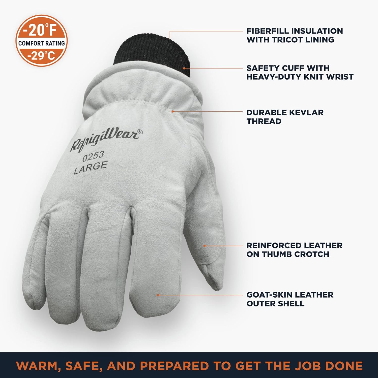 RefrigiWear Goatskin Insulated Glove – Working Leather Gloves for Men & Women