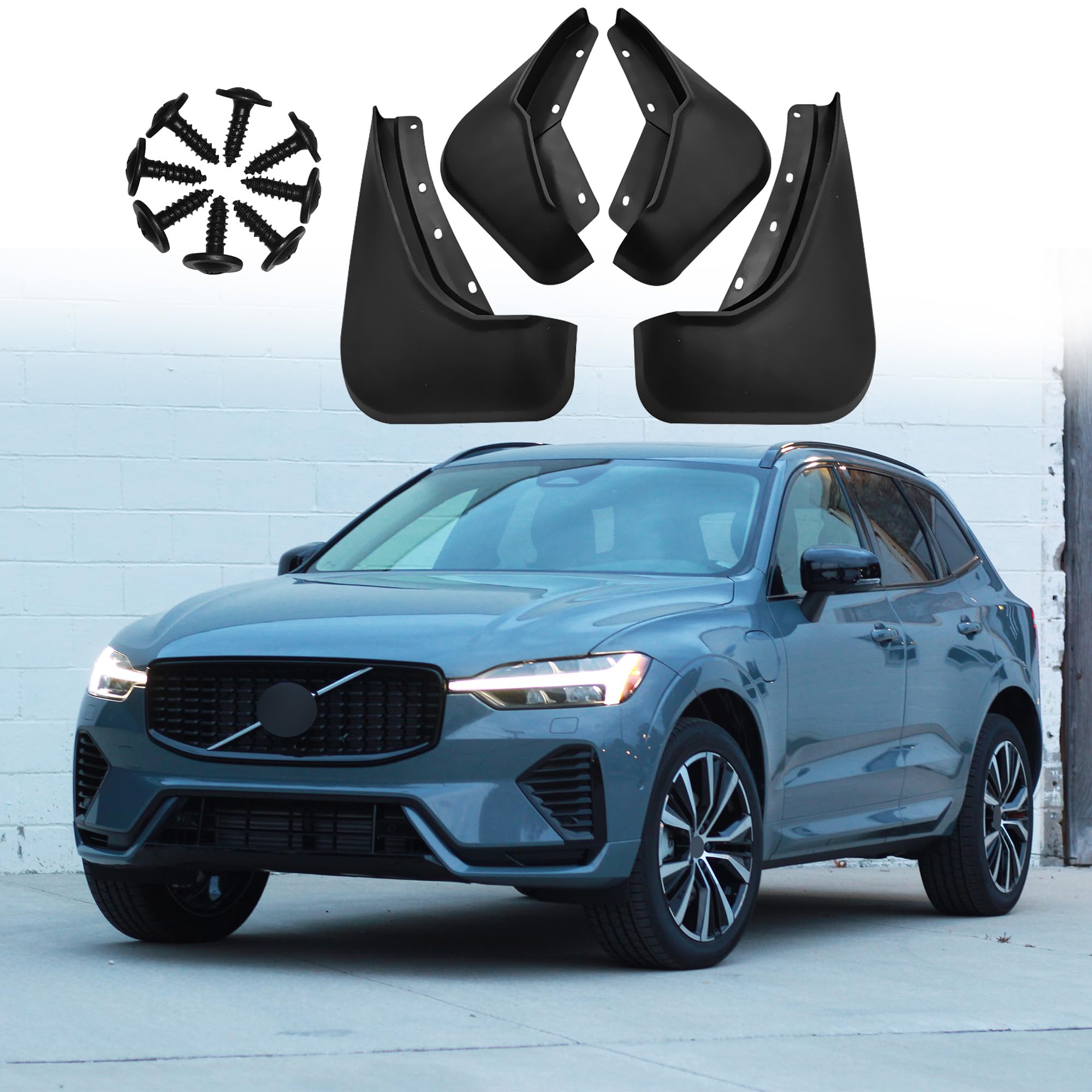 for Volvo Xc60 2018-2023 Mud Flaps - Set of 4 No Drilling Required Car Fenders Flexible PP Mud Flap Splash Guard (Vlv Xc60 18-23)
