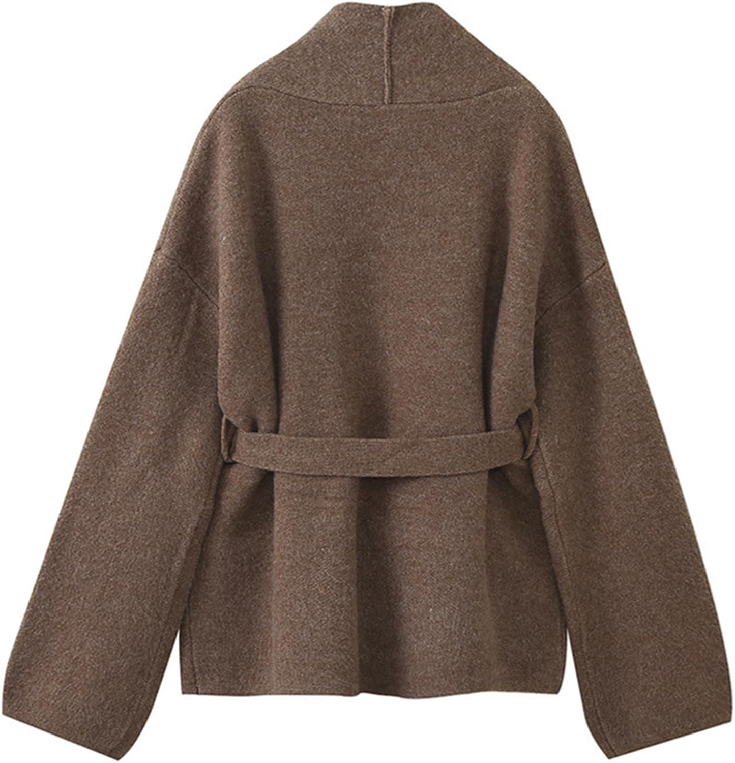 HOULENGS Women's Casual V Neck Belted Wrap Cardigan Sweaters Open Front Long Sleeve Chunky Knit Sweater Coat - Image 3