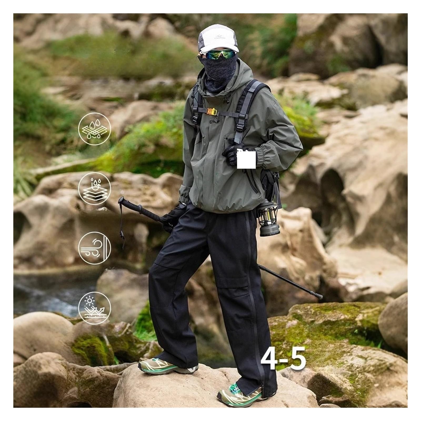 Outdoor-Hose, wasserabweisend, Winddicht, atmungsaktiv, Radfahren, Abenteuer, for Herren, Klettersport, Softshell mit seitlichen Reißverschlüssen für Herren