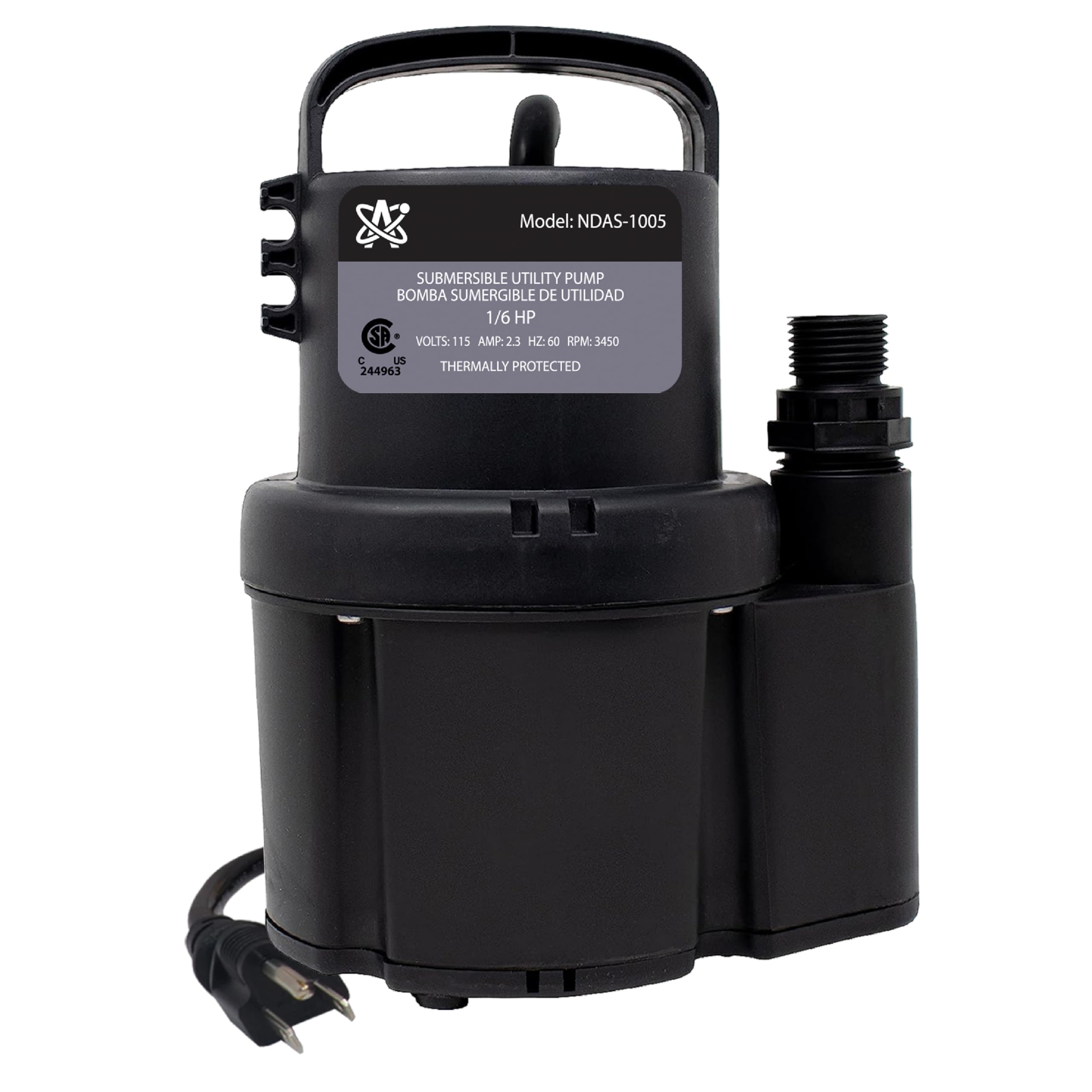 1/6 HP Submersible Utility Pump | Corrosion-Resistant Reinforced Thermoplastic Construction