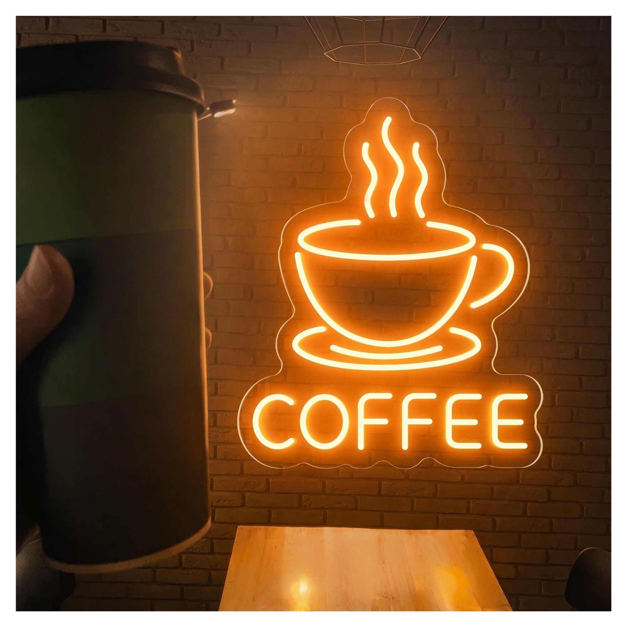 RONGCH Hanging Art Neon Signs Coffee Cup Neon Sign, Suitable for Kitchen Decor with Brightness Adjustable 38cm(A)