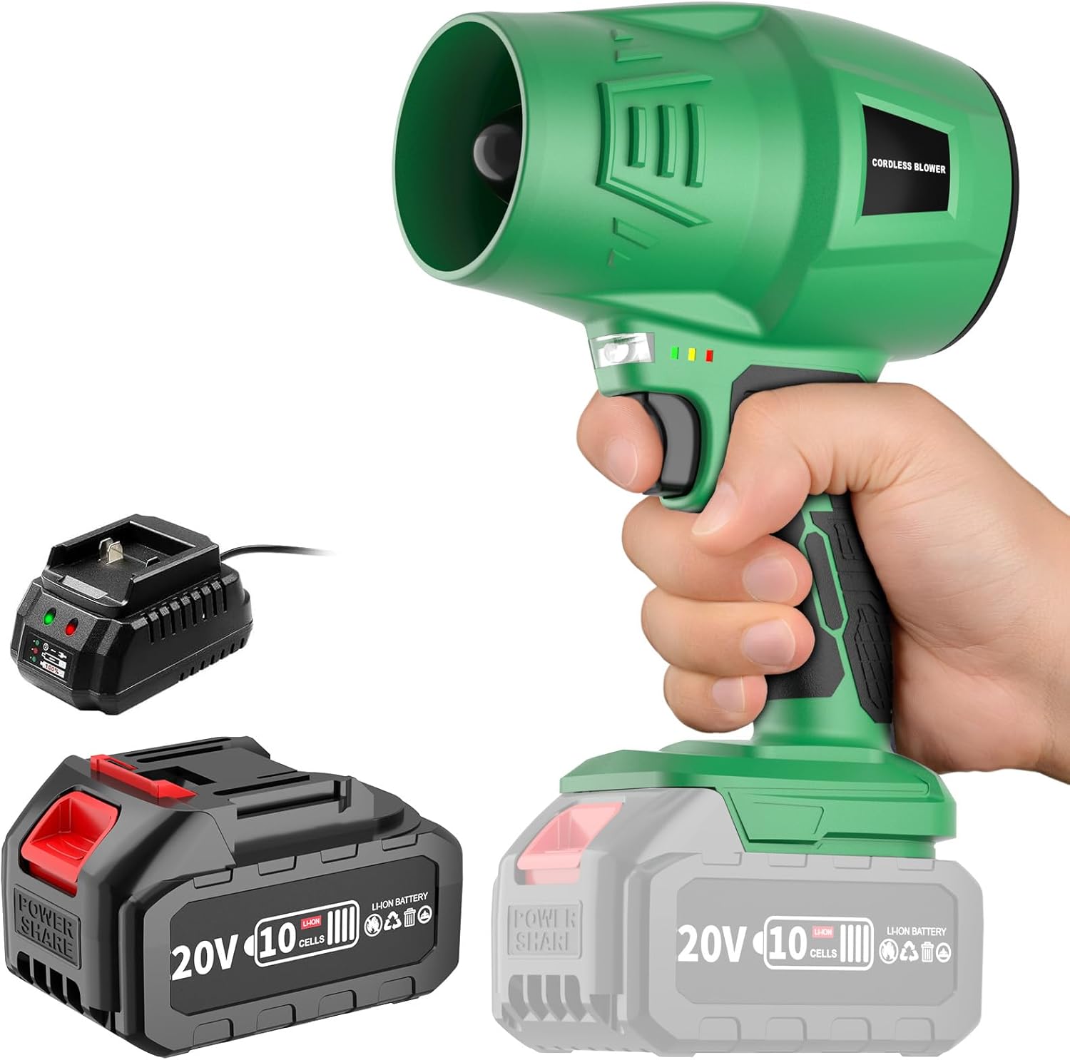 4.0Ah Cordless Mini Leaf Blower, Electric Leaf Blowers with Battery and Charger, Lightweight Powered Leaf Blowers Snow Blower for Lawn Care, Patio, Car Dryer Air Blower Turbo Fan, 1 Battery