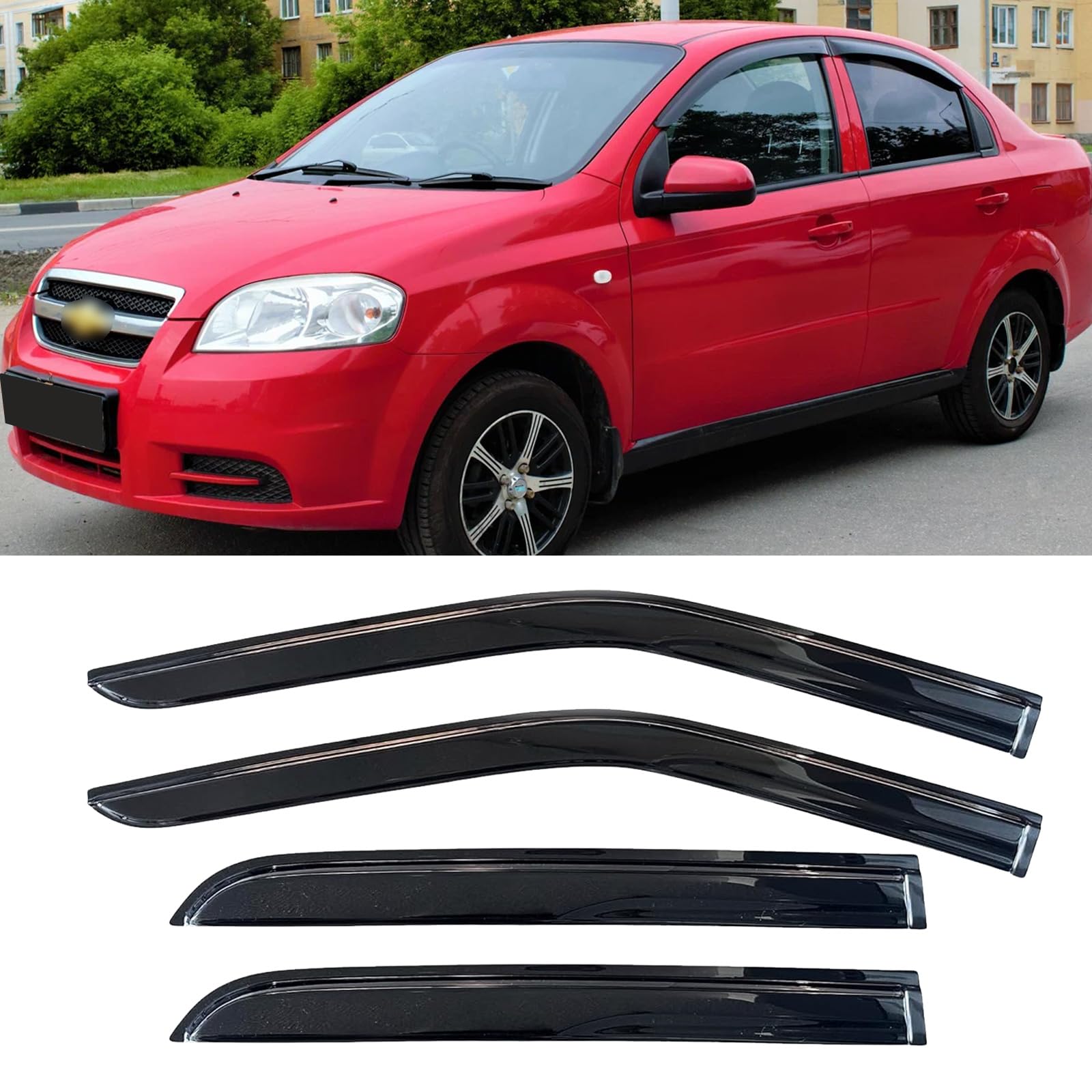 Window Visors Rain Guards for 2007 2008 2009 2010 Chevy Aveo Sedan | Out-Channel Window Vent Wind Deflectors Visors Shades Protectors for 07 08 09 10 Chevrolet Aveo (Not for Hatchback)