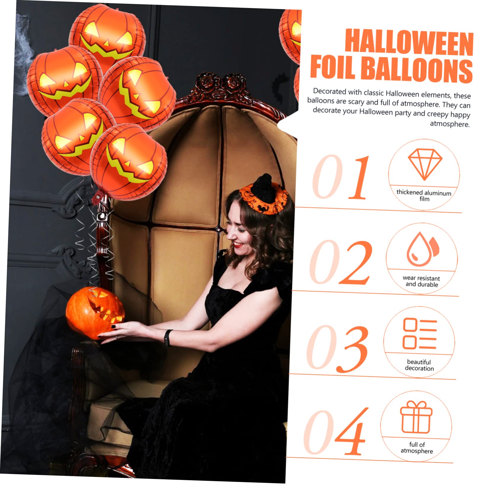Sosoport 50pezzi Palloncini Halloween Decorazioni Per Halloween Accessori Per e Spaventosa Arancioni