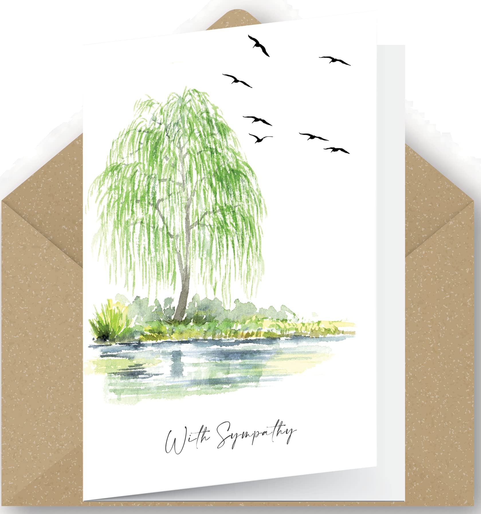 4 x Weeping Willow Sympathy Cards made from Recycled Paper