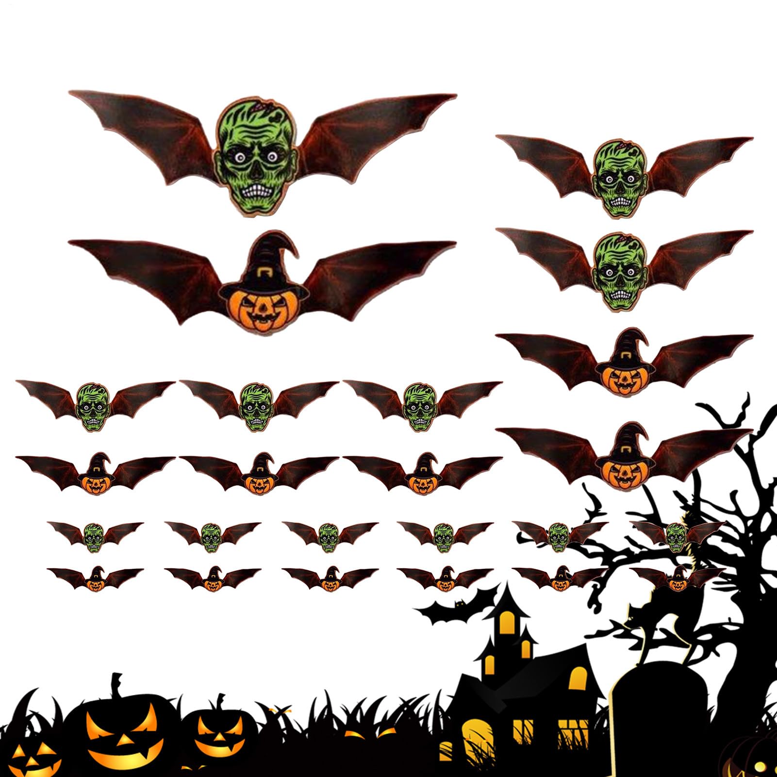 Chauves-souris Halloween autocollants muraux 3D pour fêter un anniversaire