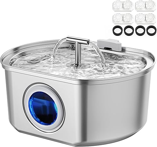 Fuente de agua para gatos de acero inoxidable Fuente de agua para mascotas para gatos en interiores Dispensador automático de agua de 3.2L108 oz