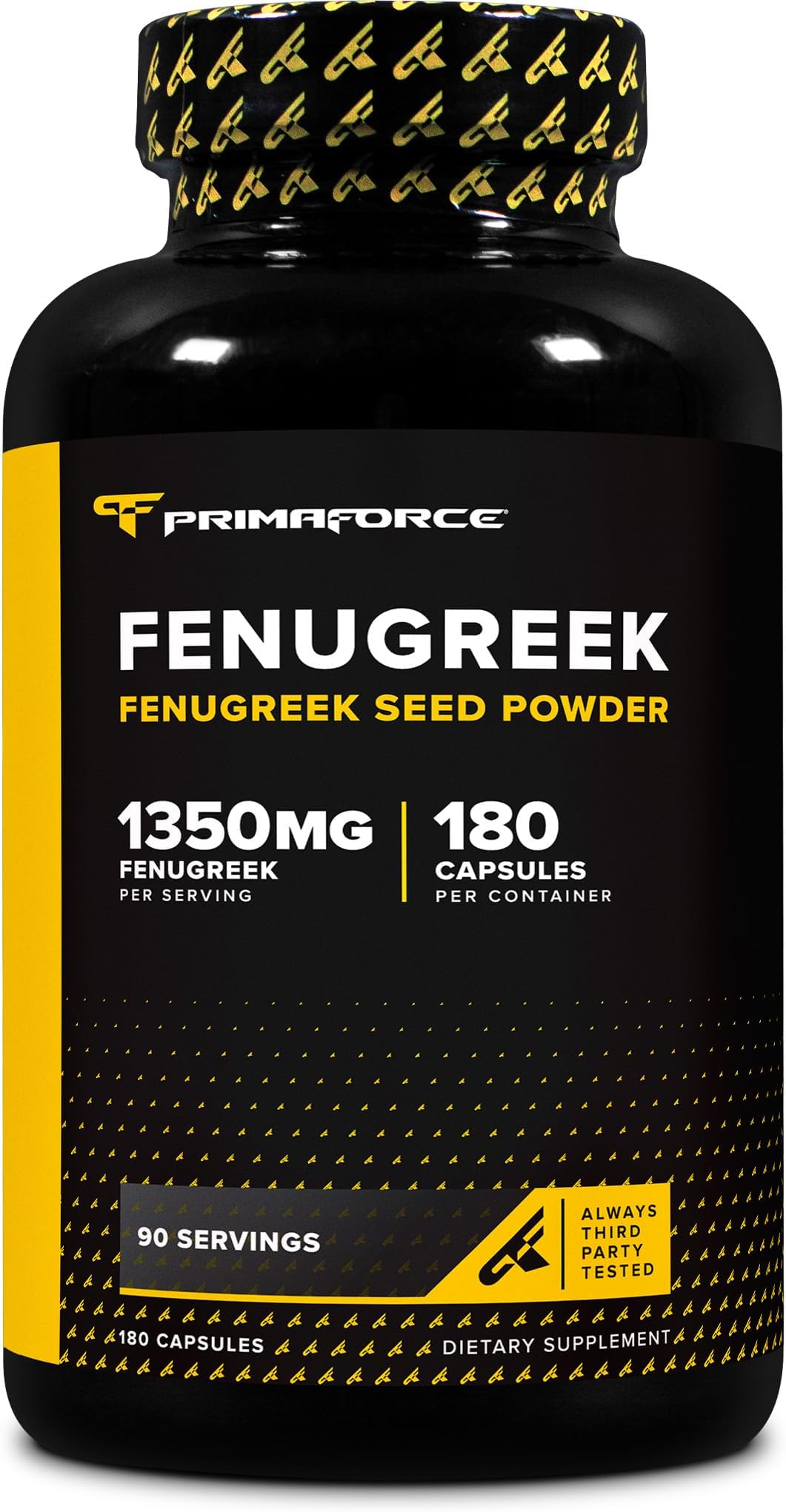Primaforce Fenugreek Seed Capsules (180 Capsules / 1350mg Per Serving, 2 Capsule Servings) - Premium Herbal Supplement for Men and Women, Non-GMO, Gluten Free Supplement