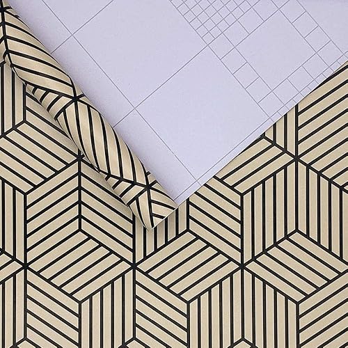 Miniatura 7 de Papel tapiz geométrico autoadhesivo de 17.7 pulgadas x 32.8 pies, papel de contacto autoadhesivo para cocina, encimera, gabinete, muebles,