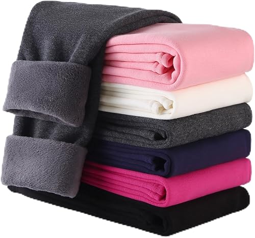 Girls Winter Leggings Thick Cotton Fleece Lined Girls Pants Warm Stretchy Thermal Tights Pants for 4-12Y