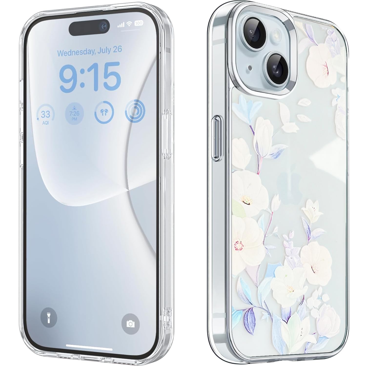 Elzzi Clear Transparent Flower Cover for iPhone 15 Plus Case Shockproof Floral Design Full Camera Protection Shockproof PC+TPU Cover Clear Transparent Flower Cover for Girls & Women 6.7" (Blue) (B0DCSWR4YQ) Amazon Price History, Amazon Price Tracker
