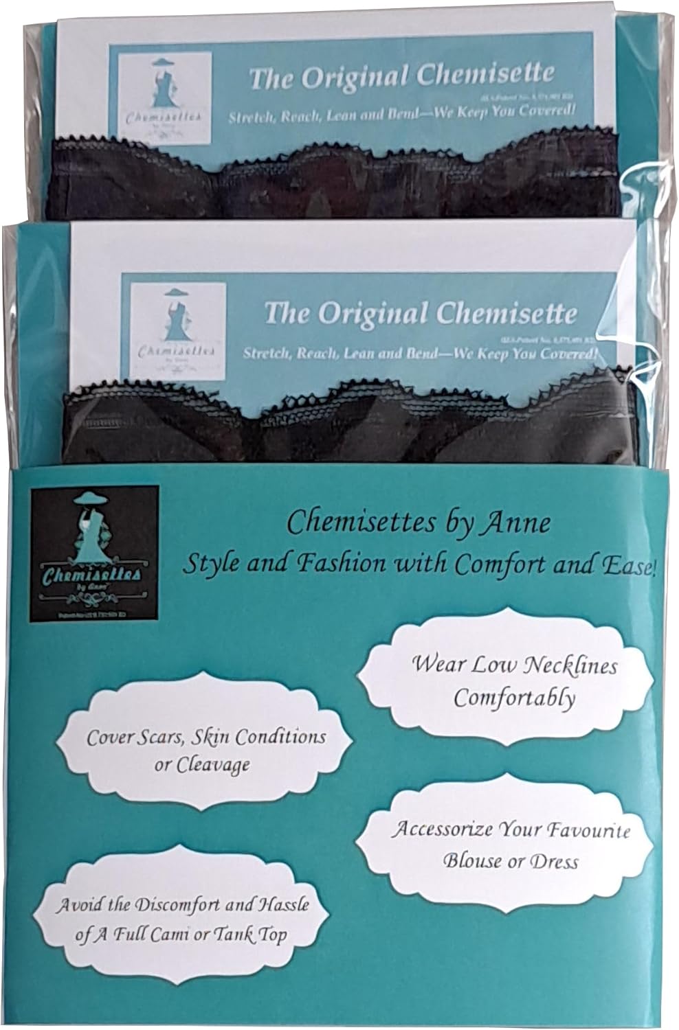 Modesty Panel Cleavage Cover Soft Lace on Silky Poly 5 Sizes - Image 6