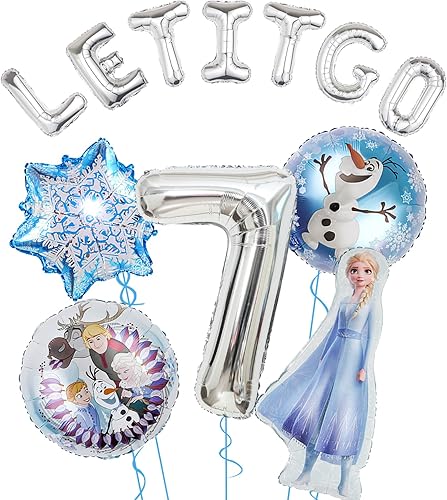 12 globos de fiesta de Frozen, globos temáticos de Frozen para fiesta de 7 cumpleaños, fiesta de cumpleaños, decoración de fiesta de baby shower (7)