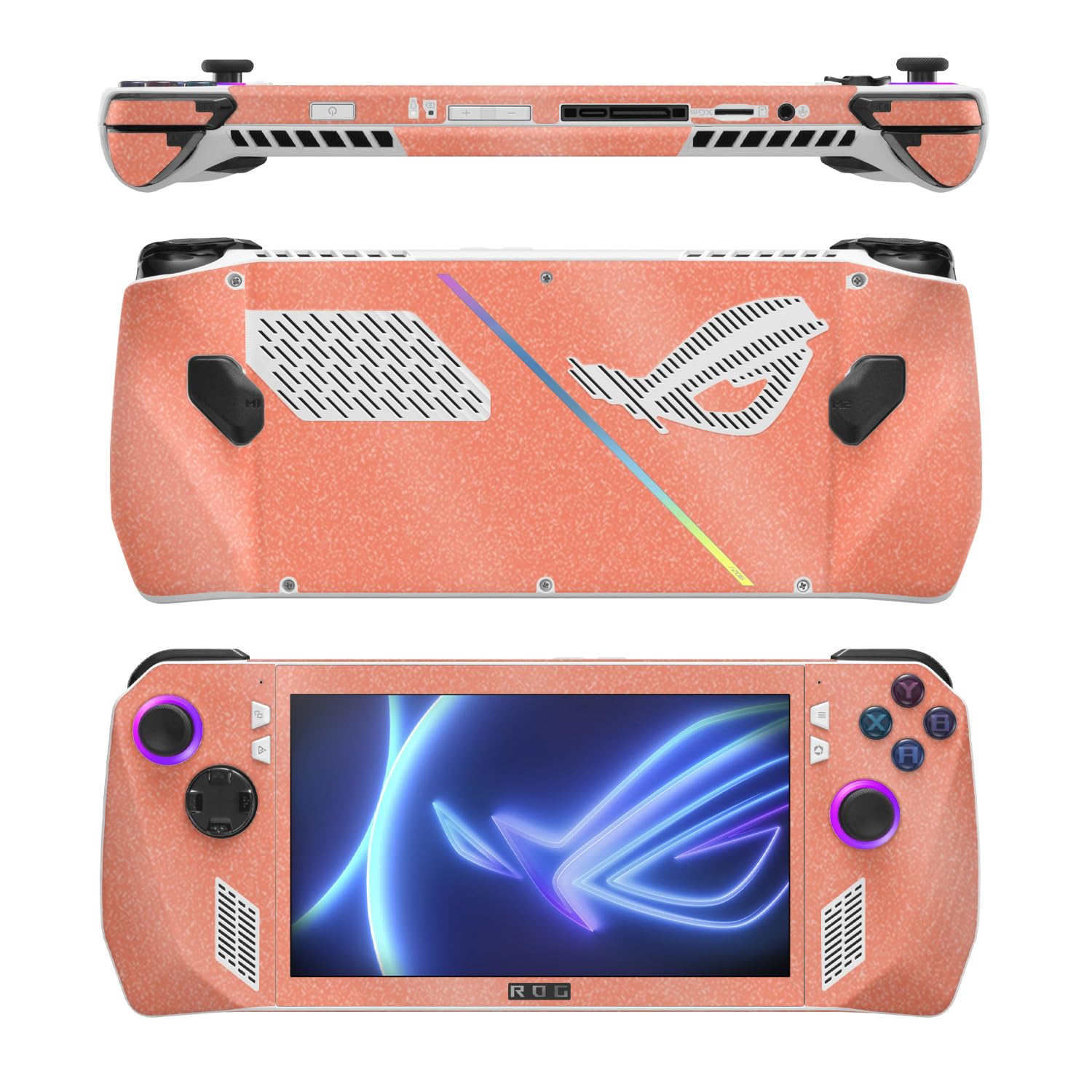 MightySkins Glossy Glitter Skin Compatible with Asus ROG Ally - Solid Salmon | Protective, Durable High-Gloss Glitter Finish | Easy to Apply