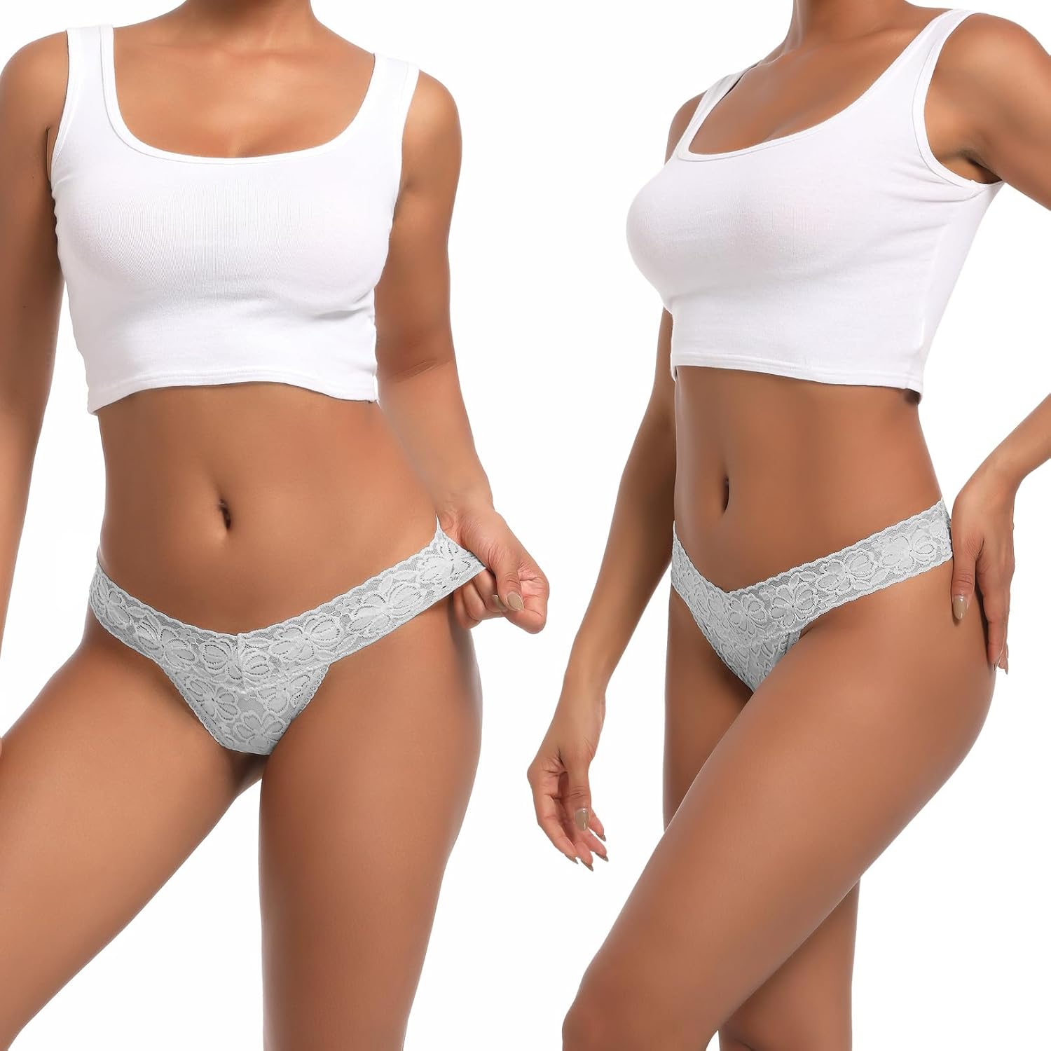 Lace Thongs For Women Plus Size Sexy Underwear T Back Stretch Womens Thongs Underwear 5/6/10 Pack - Image 2