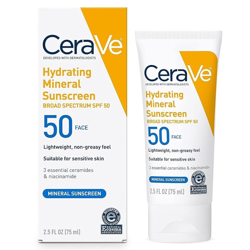 Protetor solar facial mineral CeraVe FPS 50, tamanho viagem, 70 g