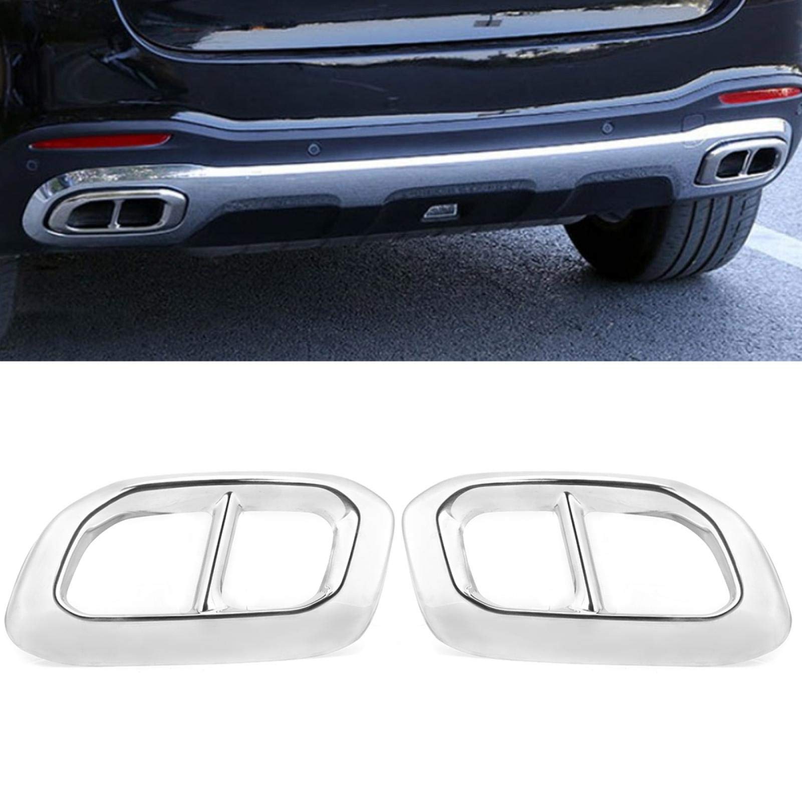 2 pezzi di copertura del tubo di scarico in acciaio, rivestimento del tubo di scarico premium, copertura del cilindro del paraurti posteriore, decorazione della copertura per Mercedes-GLC GLE GLS W167